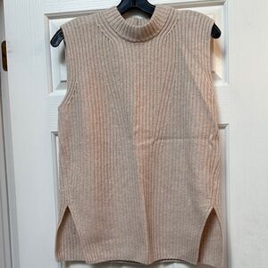 Vince Beige Ribbed Knit Top